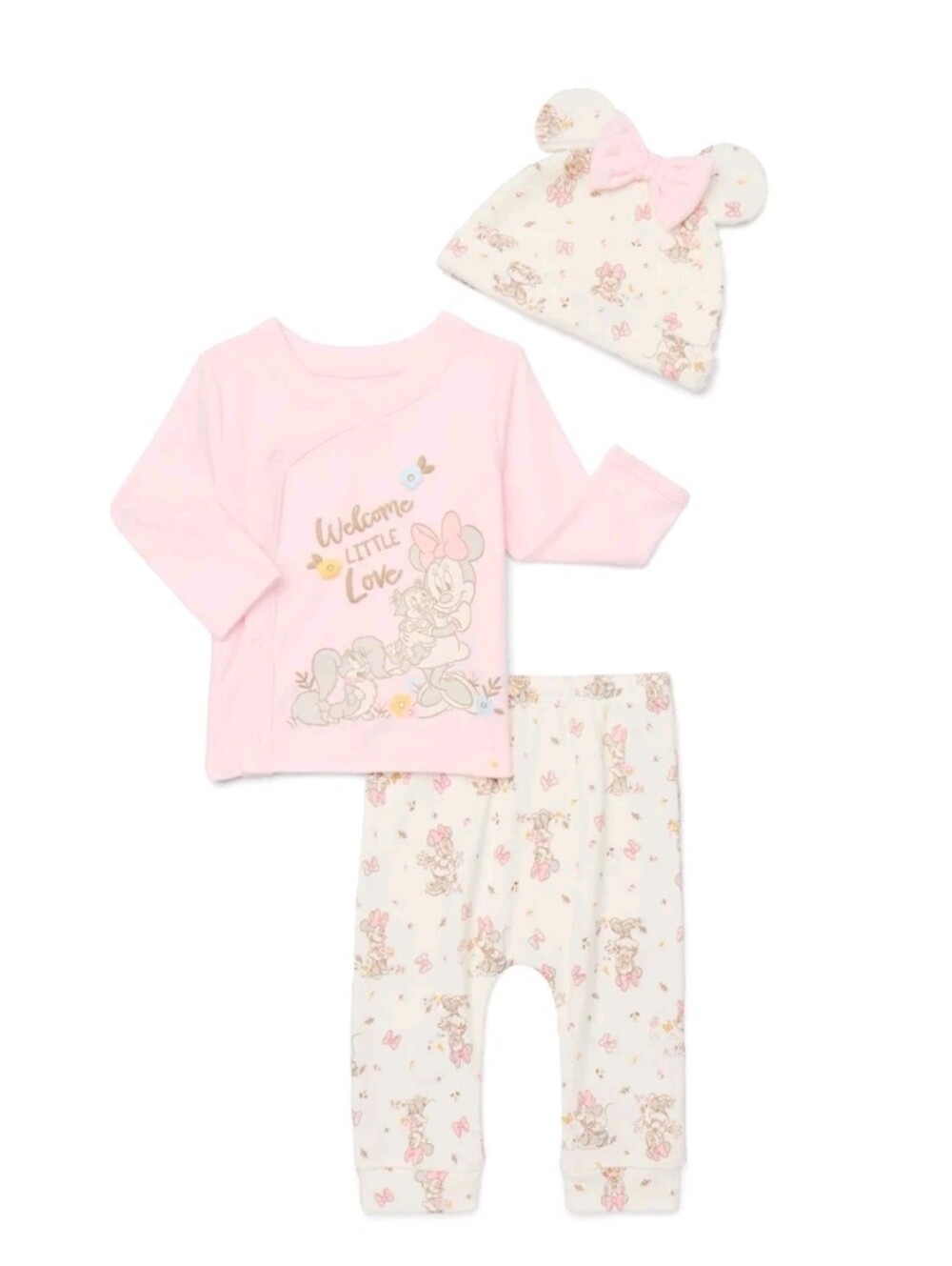 Minnie Mouse Baby Girl Pink Welcome Little Love Outfit Set